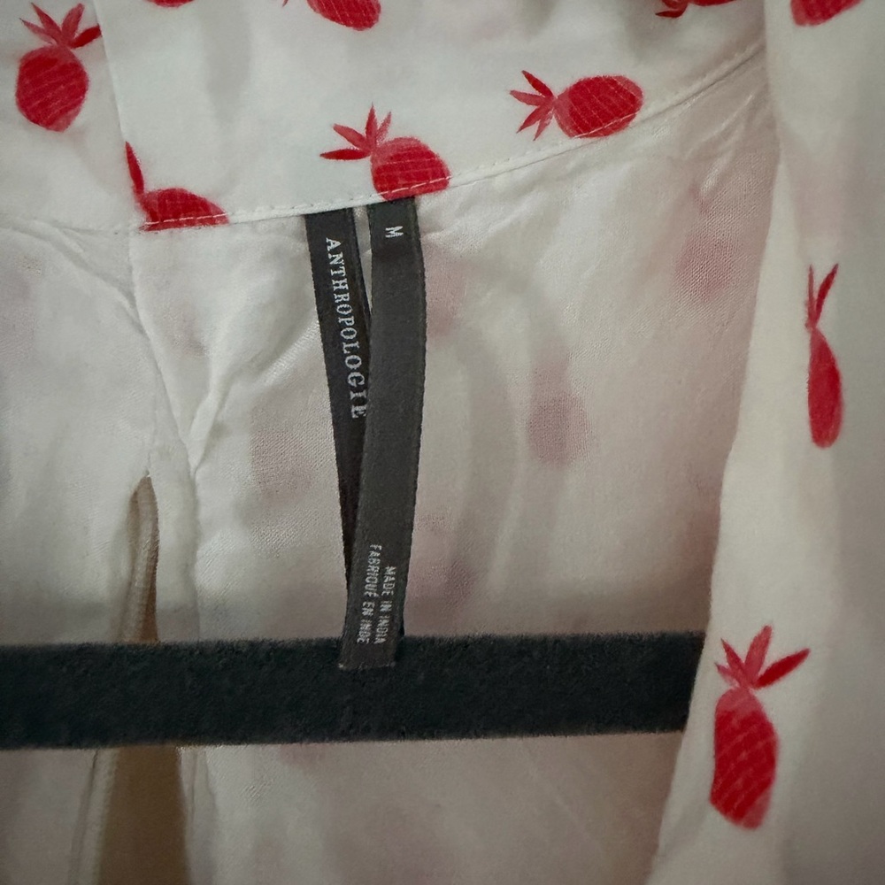 Anthropologie White Maxi Dress with Red Pineapple Print - Picture 3 of 4